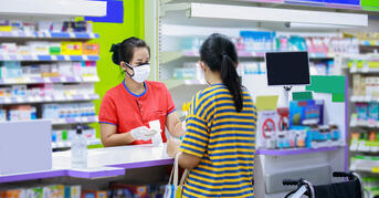 Pharmacy transaction with safety measures
