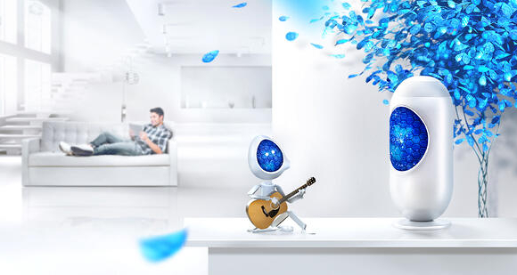 Scotty playing guitar in a smart home