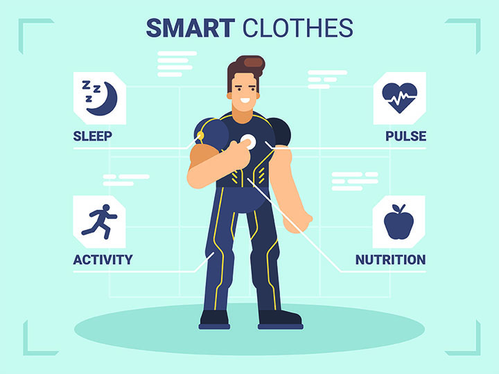 wearable technology with a man fitness gadgets tracker and smart sensors