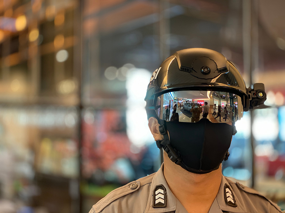 Security Guard wearing helmet