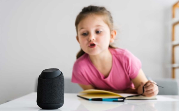 Child using voice assistant