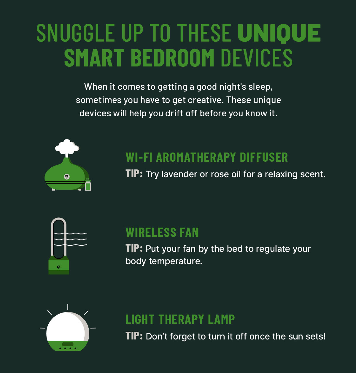Different types of smart bedroom devices