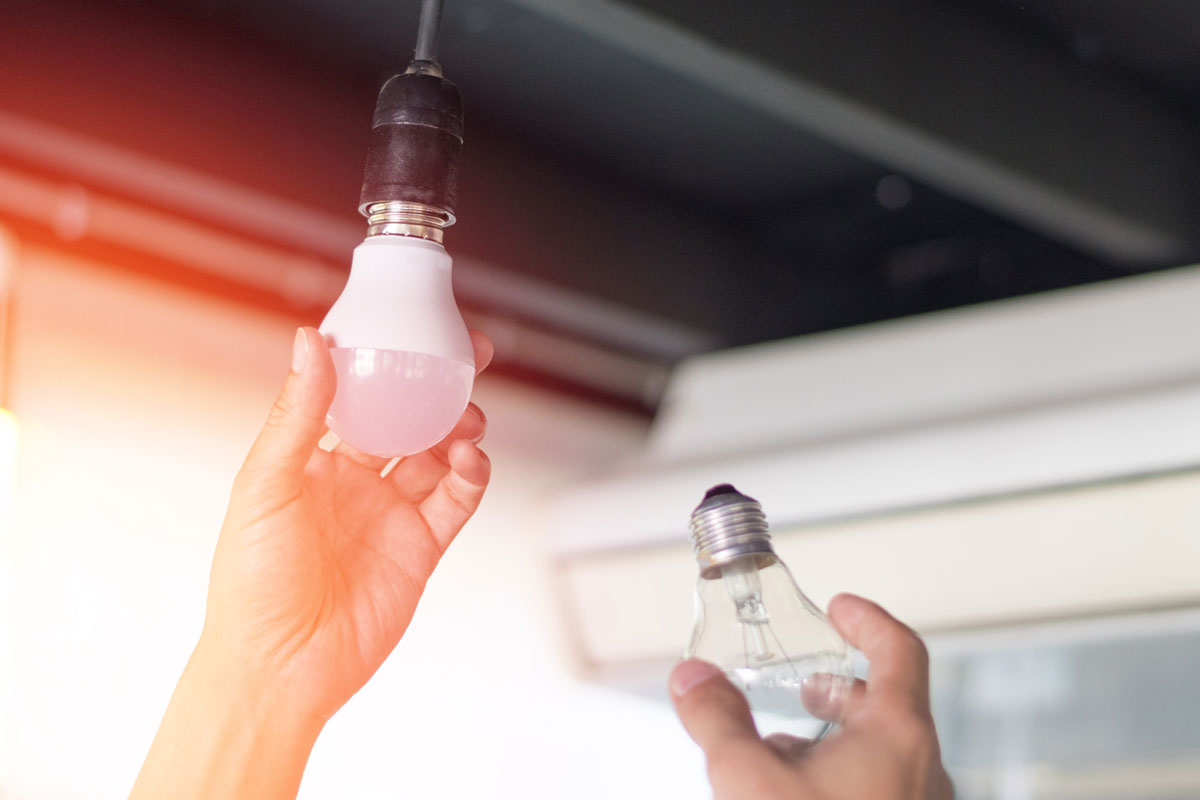 Replacing incandescent bulb with efficient LED