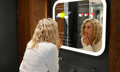 Woman using smart mirror