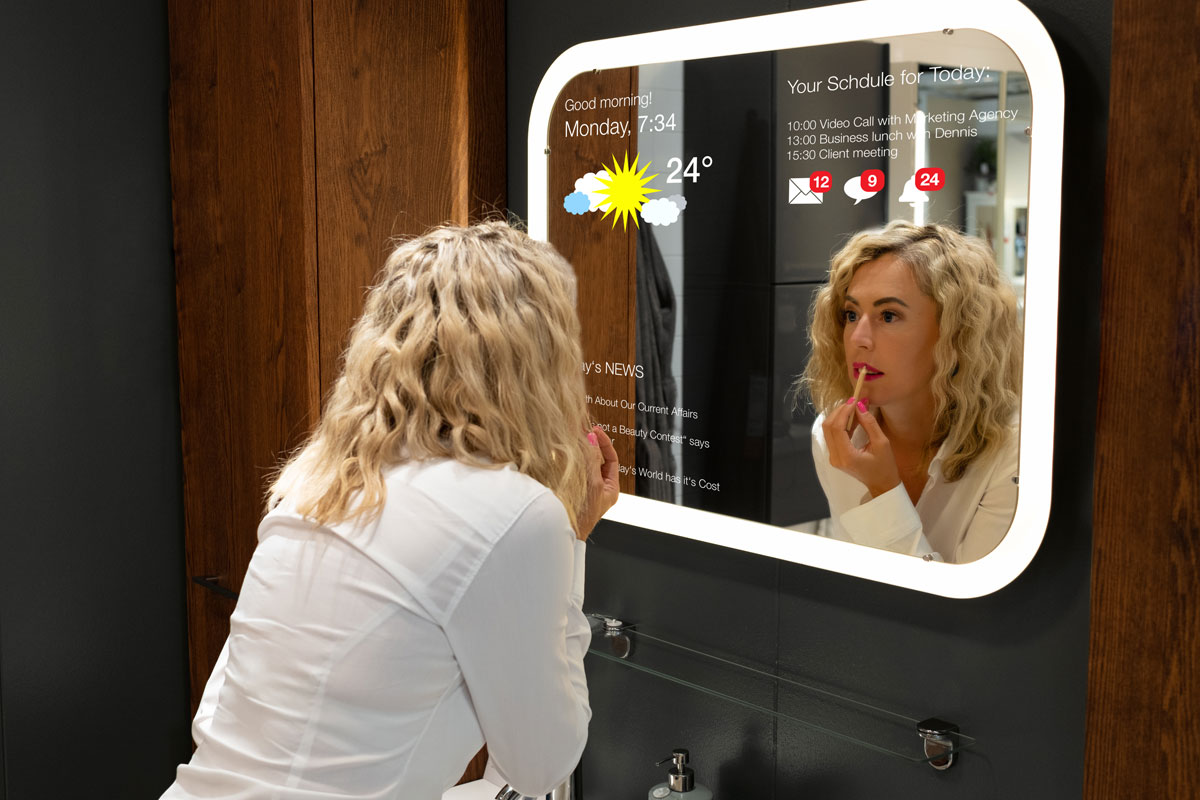 Woman Using Smart Mirror x 1