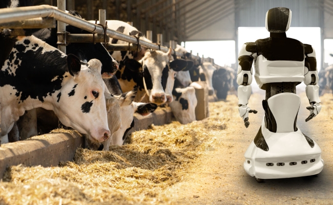 Robot monitoring a dairy farm