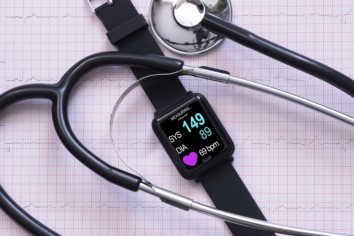 Smart watch monitoring blood pressure