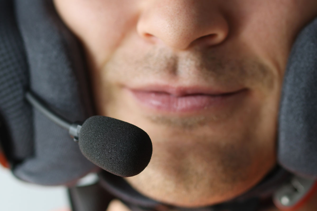 Close up image of smart helmet voice system