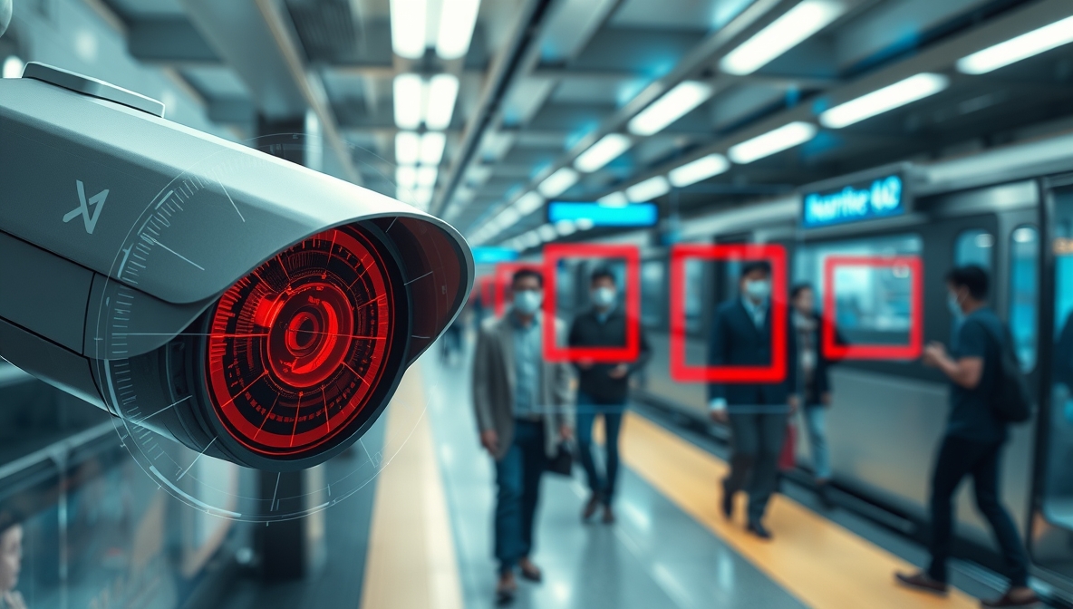 AIはどのように公共の安全を促進し、犯罪を減らすか 3 Flux_Schnell_未来的な監視コンセプト_地下鉄_or__1