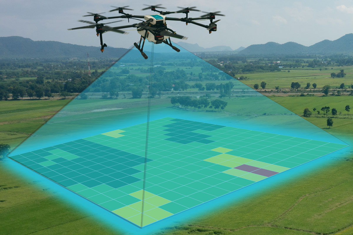 Drone mapping out farm acreage