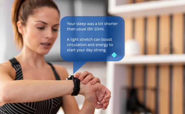 AI Powered Personal Health Coaches – Counting Steps Is Only the Beginning Woman with watch 1