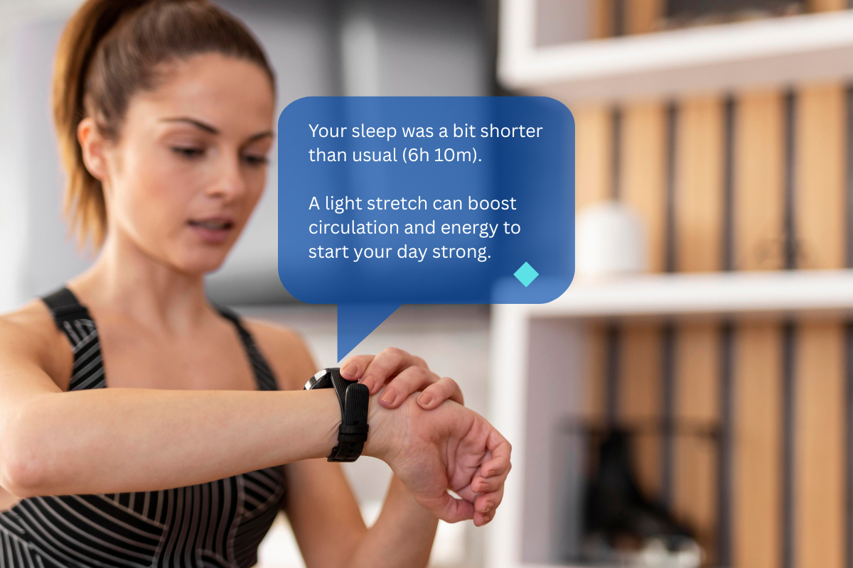 Blog 1 AI Powered Personal Health Coaches – Counting Steps Is Only the Beginning Woman with watch 1